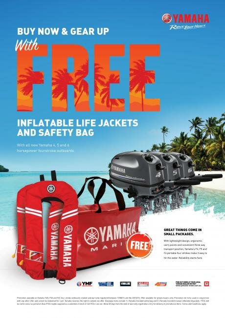 Free Gear Bag and Life Jackets with F4, F5 & F6 Outboards